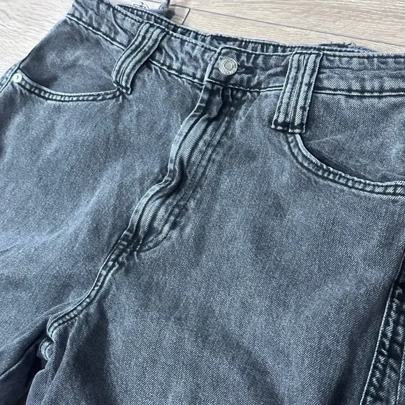 Zara Gray Wash Straight Wide Leg Cargo Pocket Jeans - Picture 10 of 15